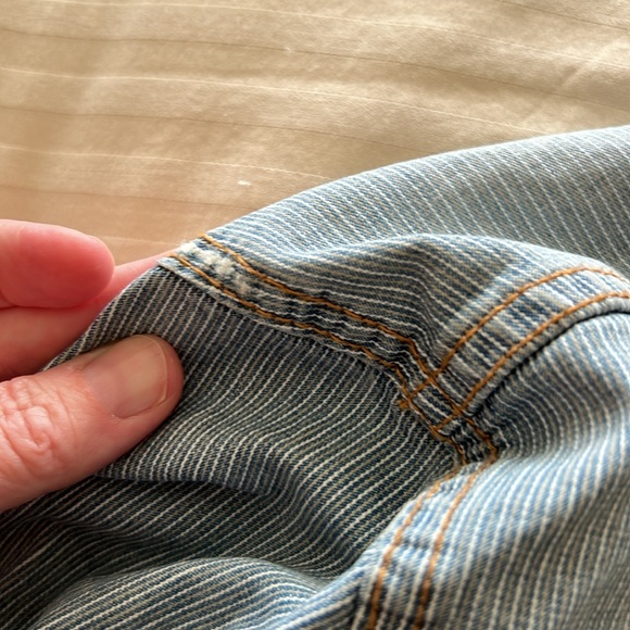 Anthropologie Pilcro Classic Denim Railroad
Stripe Jacket size large - Picture 7 of 10